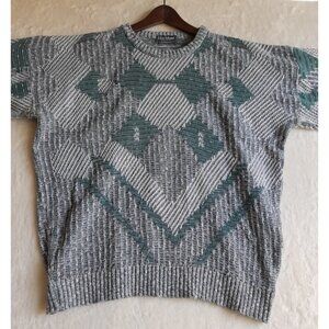 VTG Ellis Island XL Mens Heavyweight Pullover Geometric Print Grandpa Sweaterw